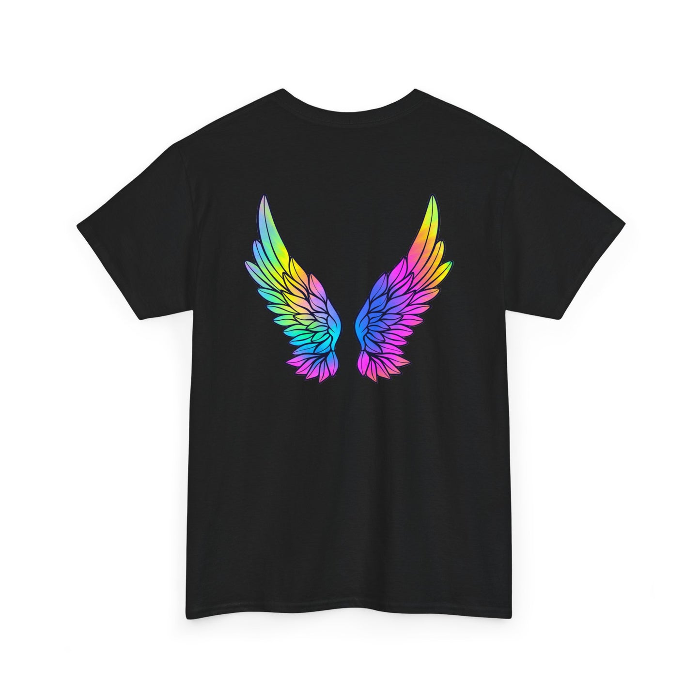 Rainbow Heart & Wings Unisex Cotton Tee, LGBTQ+ Pride Shirt, Summer Casual Wear, Gift for Friends, Colorful Festival Apparel