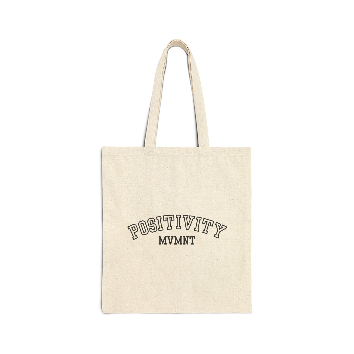 Positivity Movement Varsity Edition Logo Canvas Tote Bag, Eco-Friendly Shopping Bag, Inspirational Gift, Reusable Grocery Tote, Yoga Studio Essential, Everyday Carry