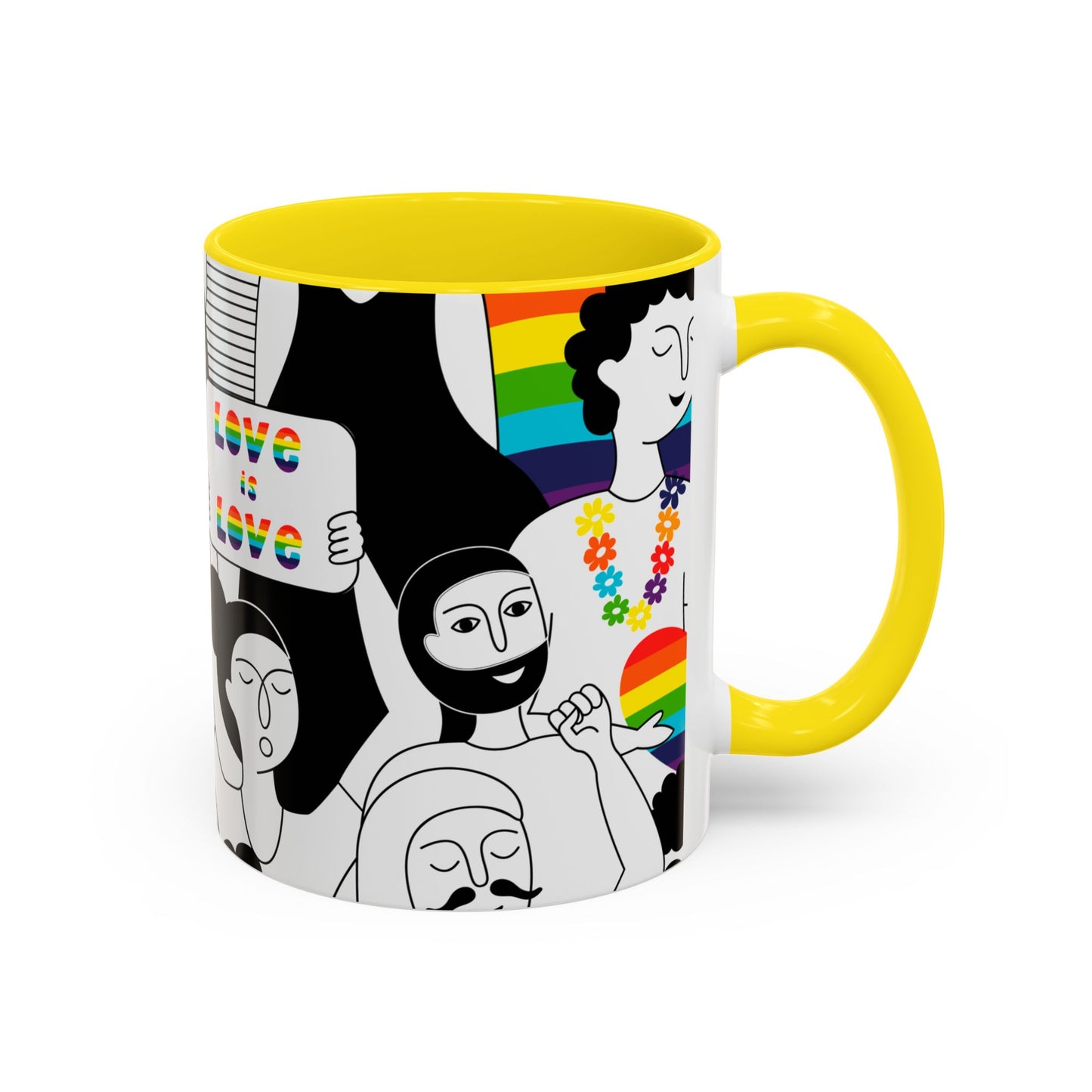 Pride Accent Coffee Mug, Love is Love Mug, LGBTQ+ Gift, Rainbow Mug, Support Equality, Celebration of Love
