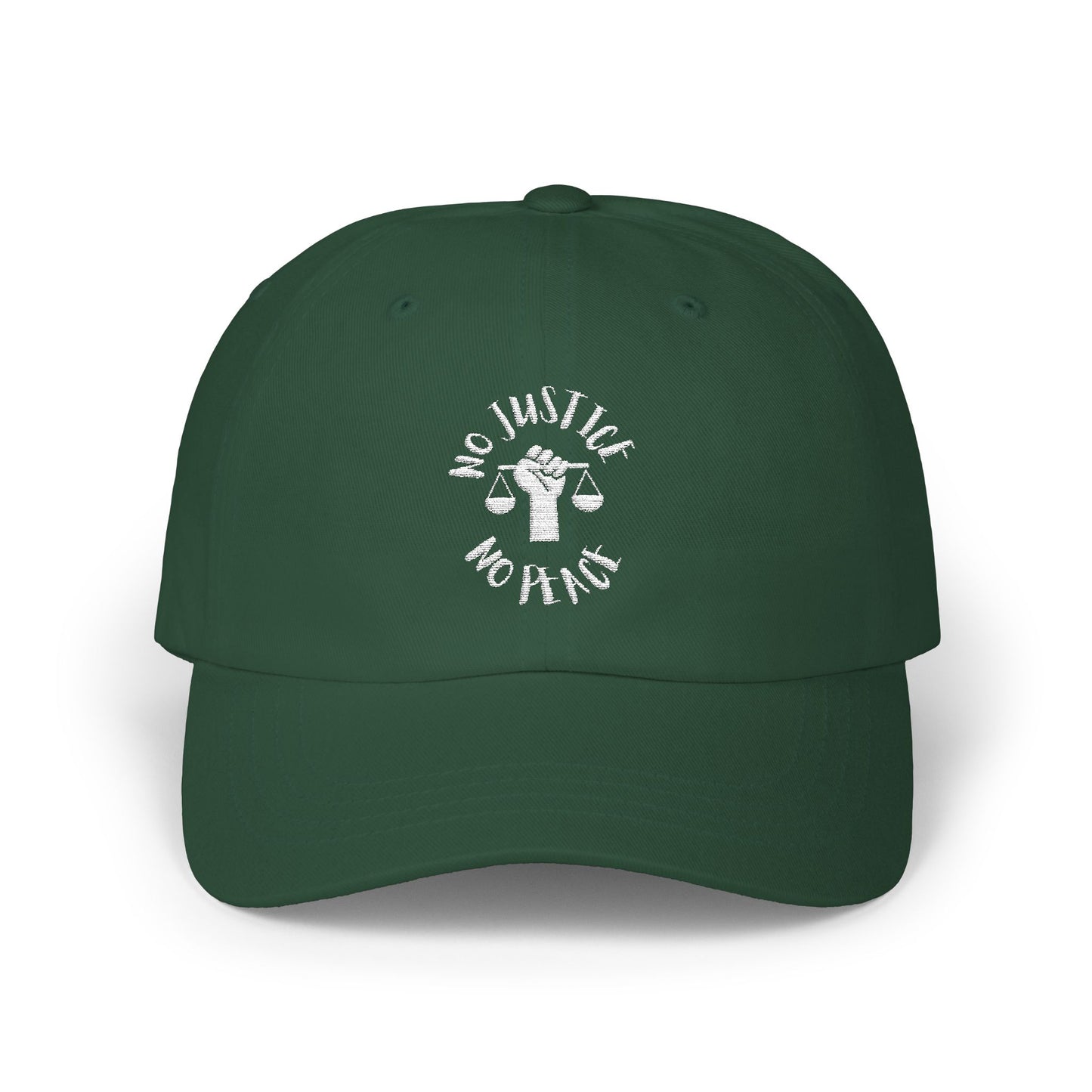 Classic Dad Cap - Casual Style Hat with 'No Justice No Peace' Embroidery