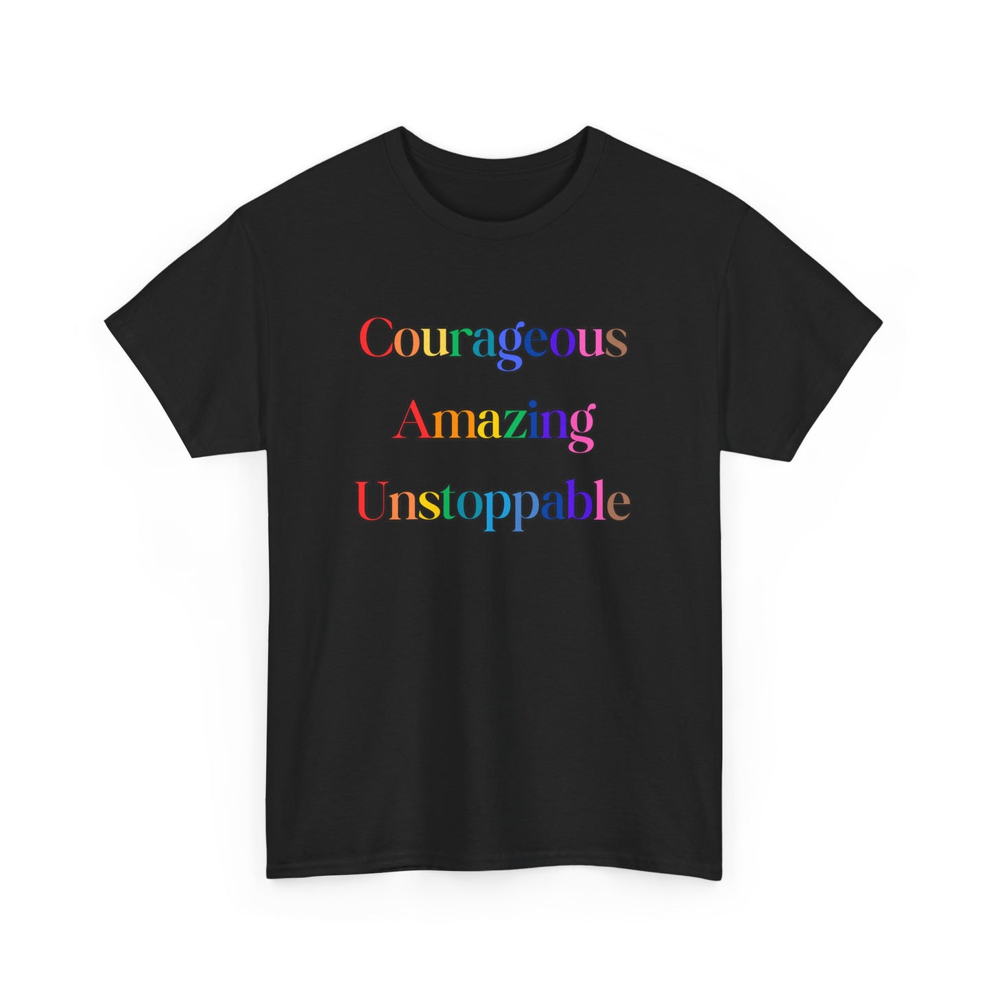 Courageous and Unstoppable Unisex Heavy Cotton Tee, LGBT+, Inspirational T-Shirt for Empowerment, Motivational Gift, Casual Wear, Affirmation Tee