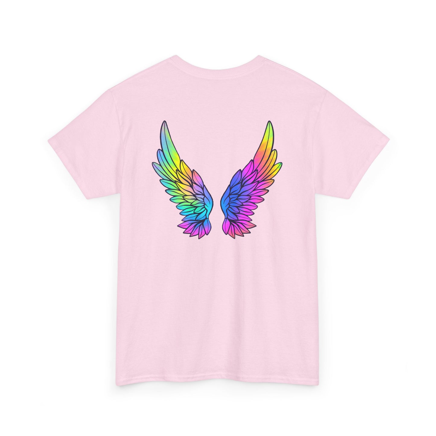 Rainbow Heart & Wings Unisex Cotton Tee, LGBTQ+ Pride Shirt, Summer Casual Wear, Gift for Friends, Colorful Festival Apparel