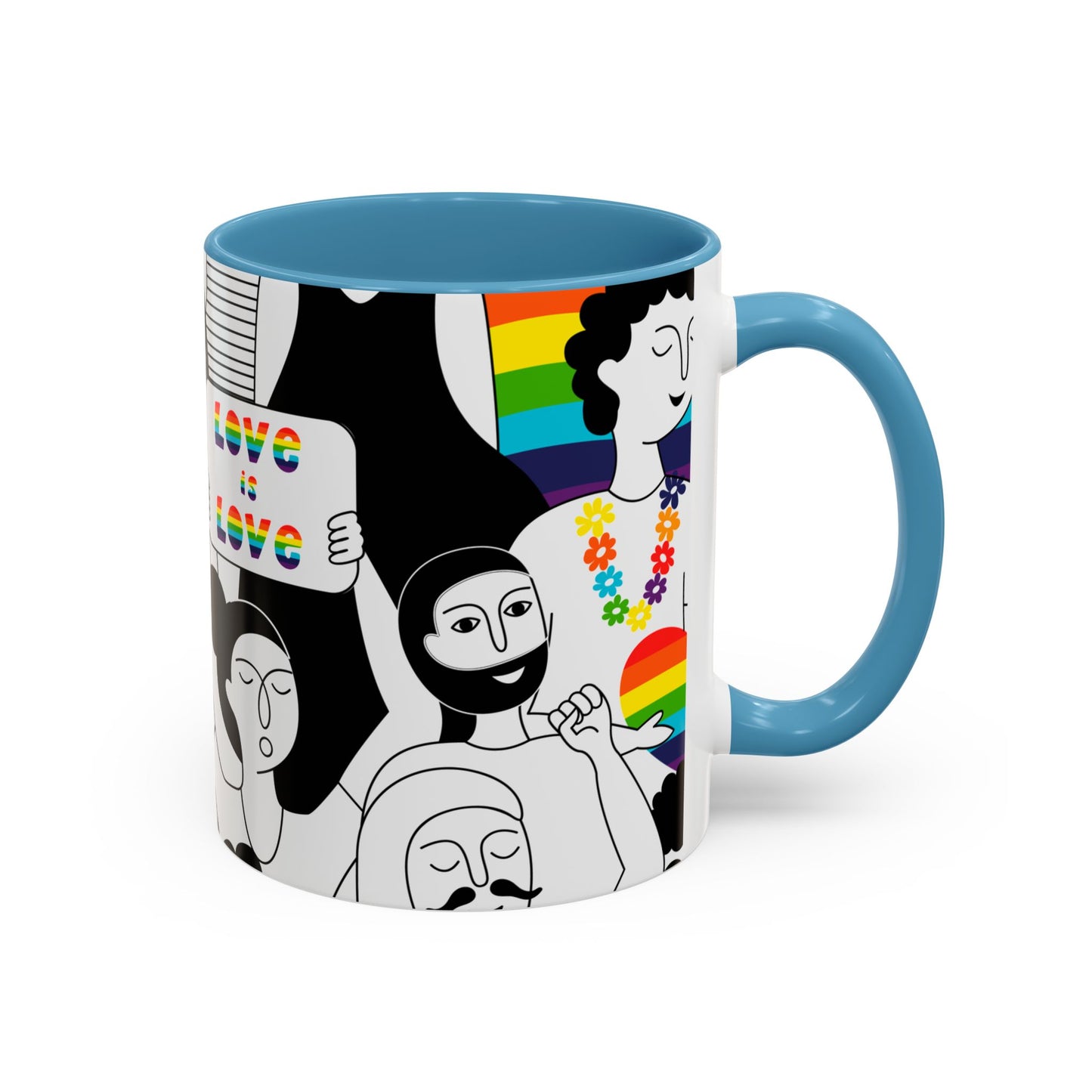 Pride Accent Coffee Mug, Love is Love Mug, LGBTQ+ Gift, Rainbow Mug, Support Equality, Celebration of Love