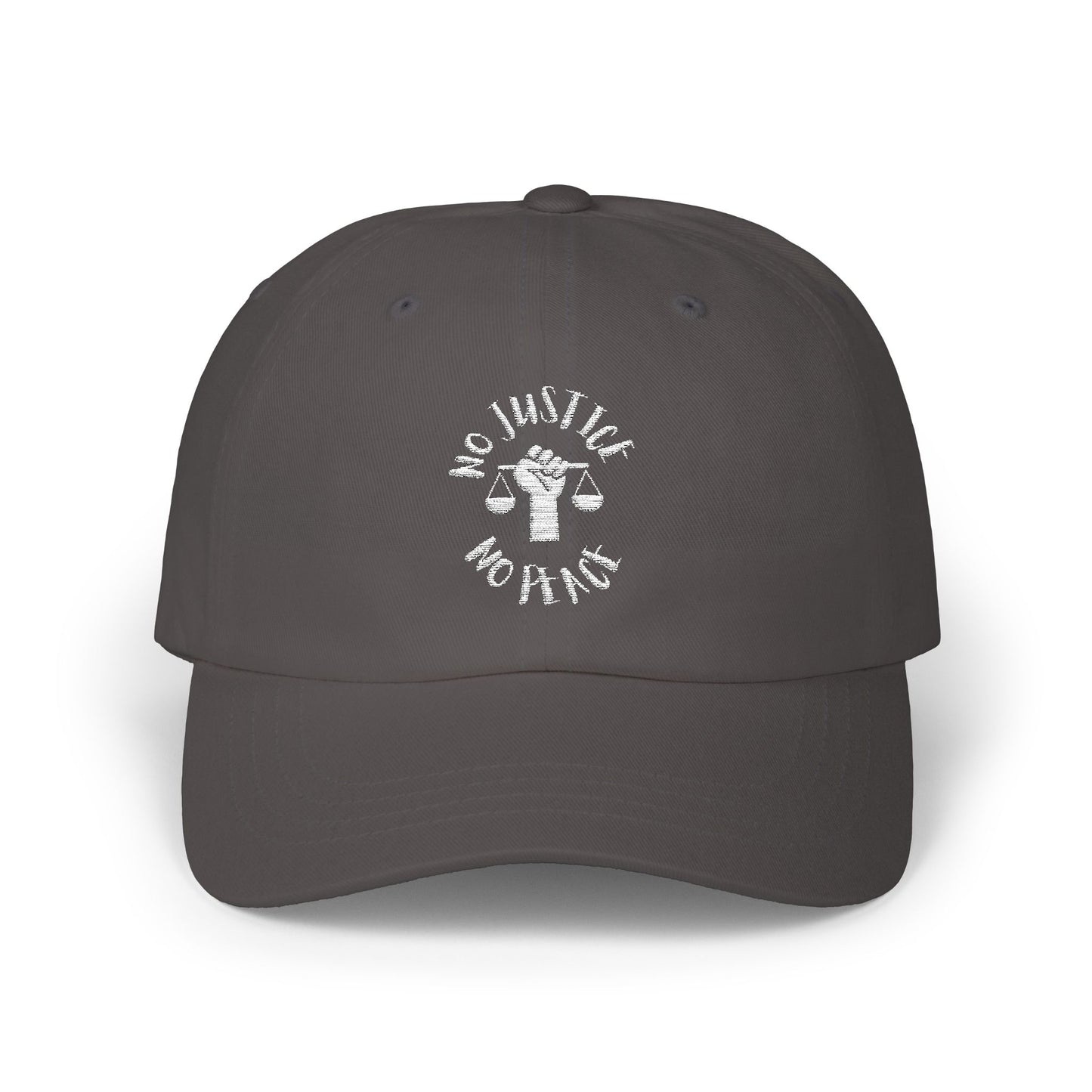 Classic Dad Cap - Casual Style Hat with 'No Justice No Peace' Embroidery
