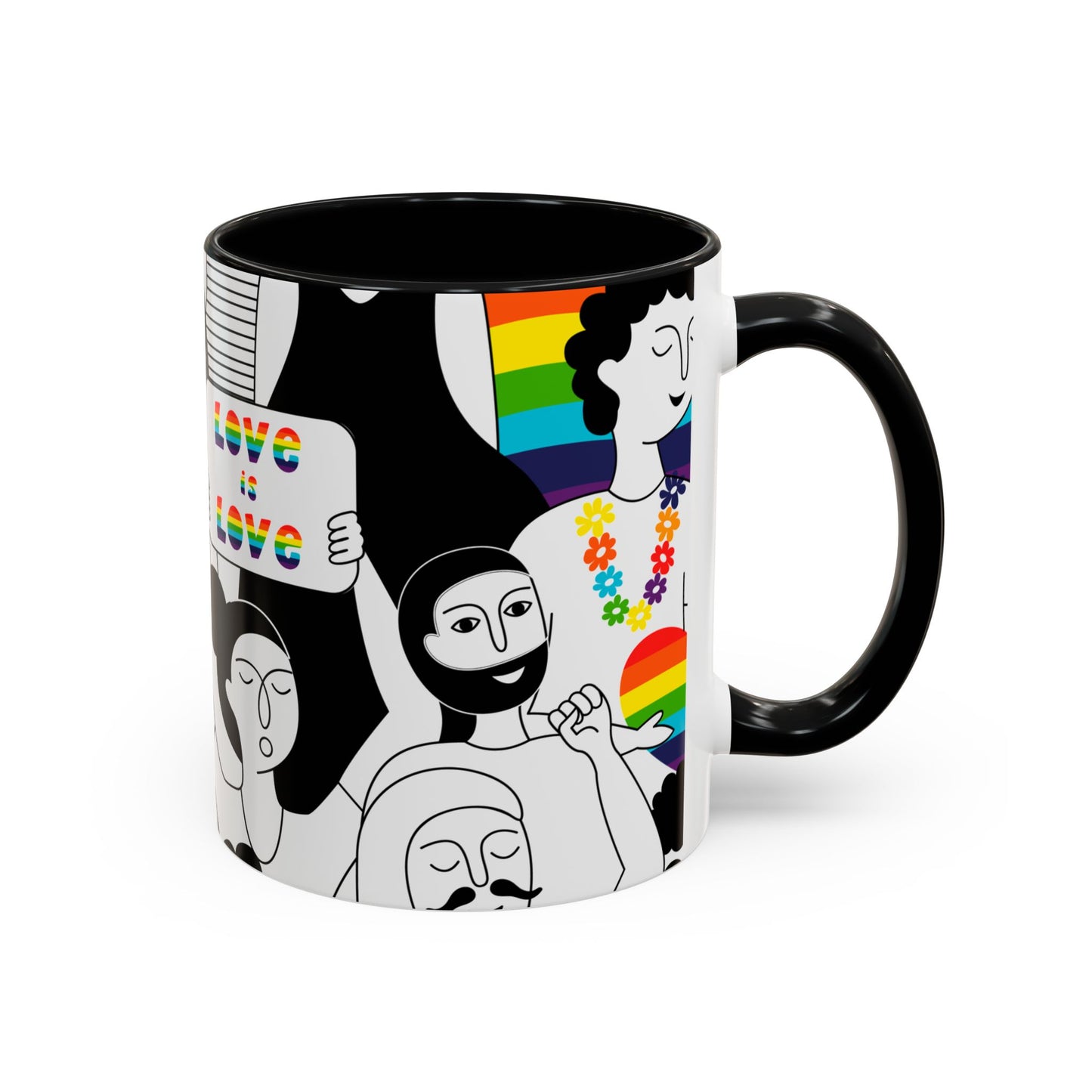 Pride Accent Coffee Mug, Love is Love Mug, LGBTQ+ Gift, Rainbow Mug, Support Equality, Celebration of Love