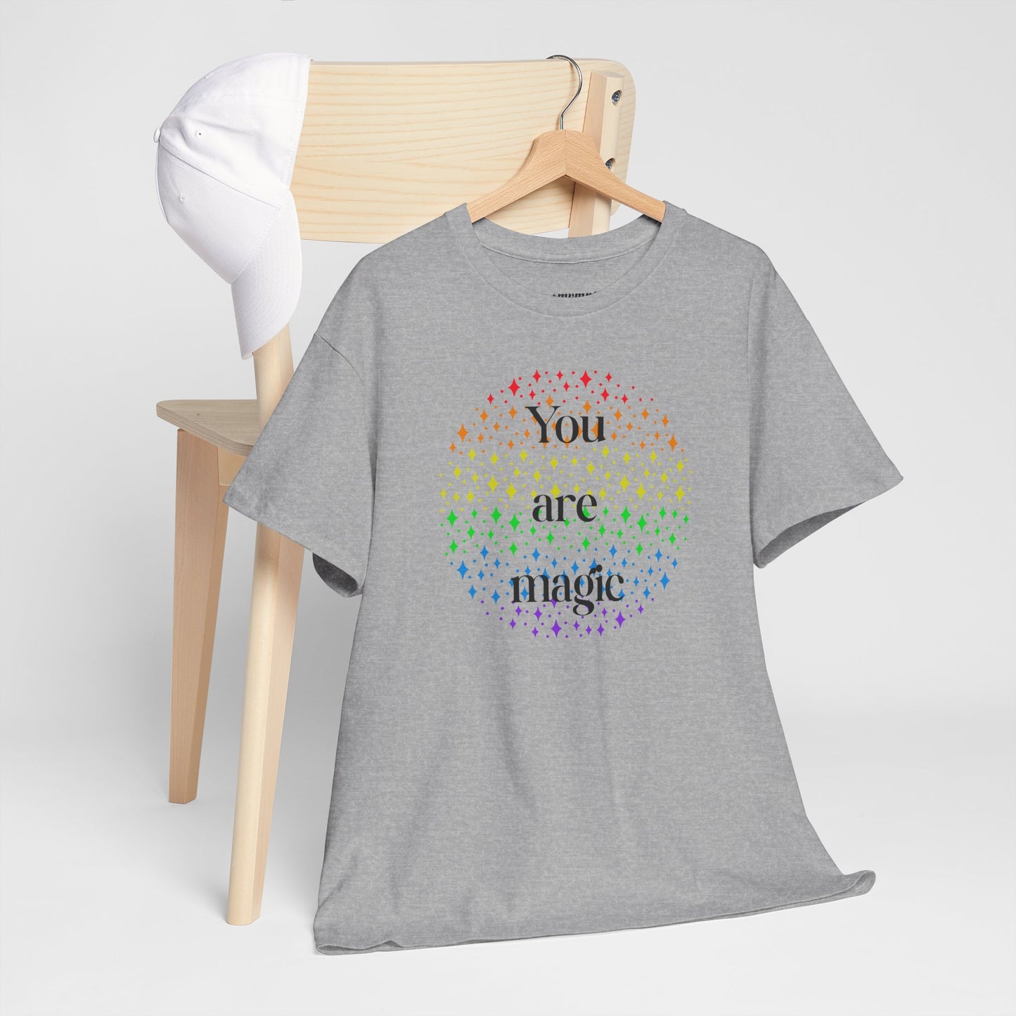 You Are Magic Unisex Tee, Inspirational T-Shirt, Rainbow Graphic Cotton Tee, Gift for Friends, Positive Affirmation Apparel
