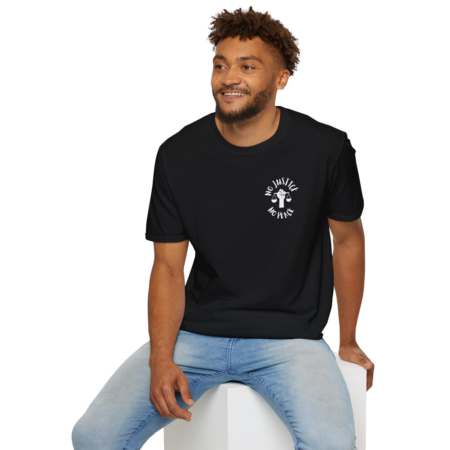 No Justice No Peace Unisex Softstyle T-Shirt - Activism Tee for Social Justice Advocates