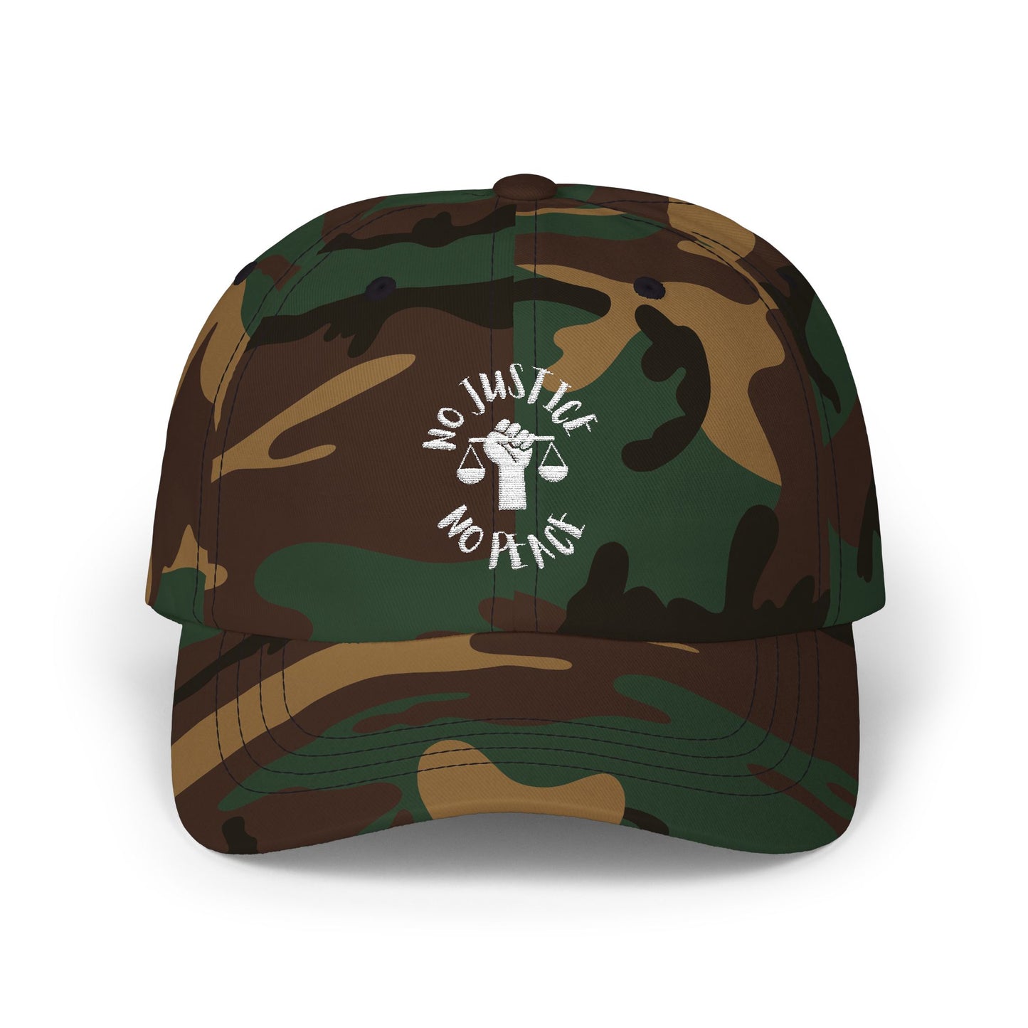 Classic Dad Cap - Casual Style Hat with 'No Justice No Peace' Embroidery