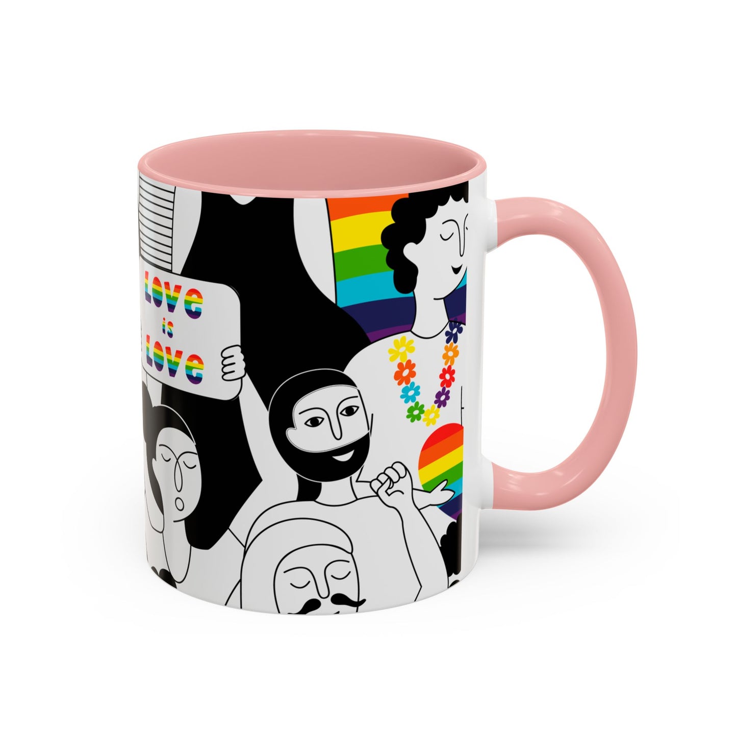 Pride Accent Coffee Mug, Love is Love Mug, LGBTQ+ Gift, Rainbow Mug, Support Equality, Celebration of Love