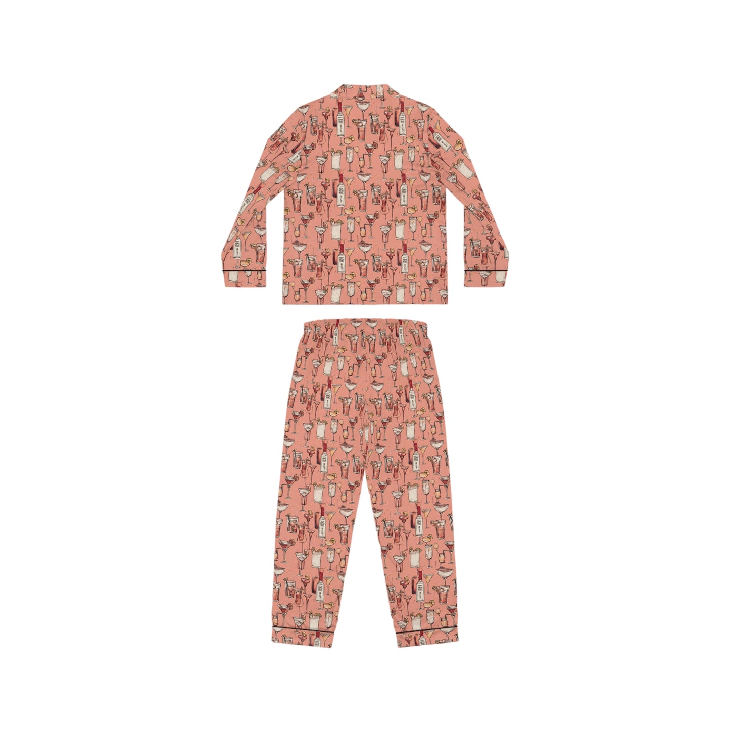 "Happy Hour" Cozy Women's Satin Pajamas Set - Perfect for Sleep, Lounging, and Gifts, Stylish Sleepwear, AOP Cactus Print, Relaxation, Self-Care