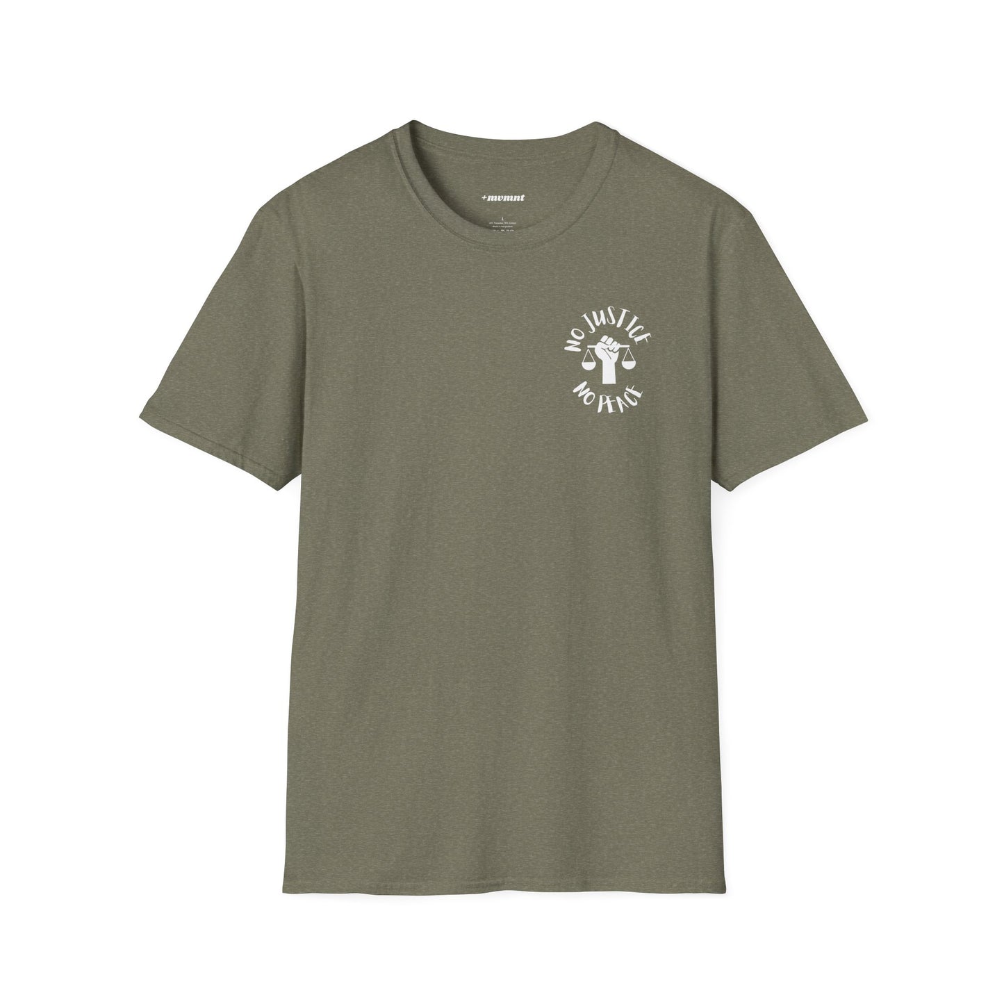 No Justice No Peace Unisex Softstyle T-Shirt - Activism Tee for Social Justice Advocates