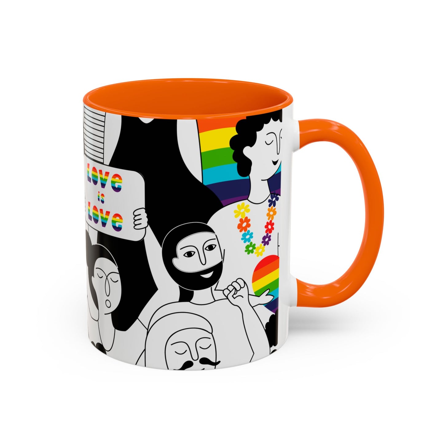 Pride Accent Coffee Mug, Love is Love Mug, LGBTQ+ Gift, Rainbow Mug, Support Equality, Celebration of Love