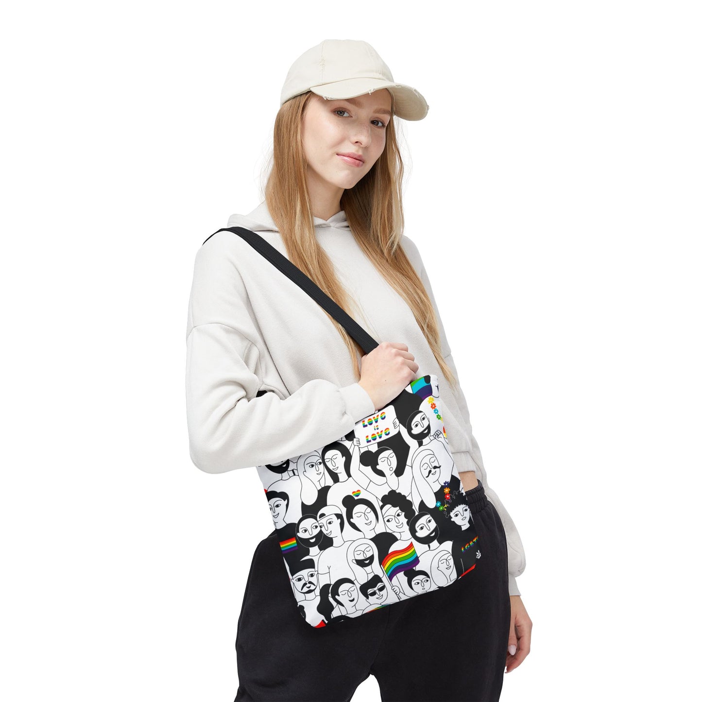 Pride Love Tote Bag - Eco-Friendly, Reusable, Art-Inspired, LGBTQ+ Community, Everyday Carry, Gift for Pride Month