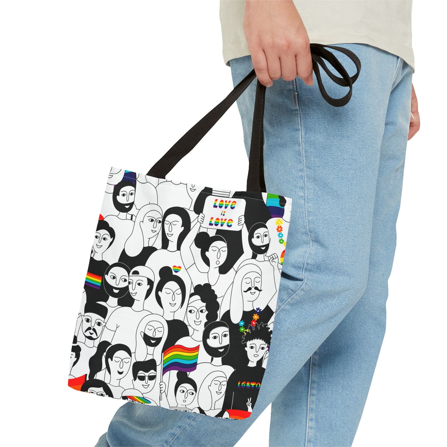 Pride Love Tote Bag - Eco-Friendly, Reusable, Art-Inspired, LGBTQ+ Community, Everyday Carry, Gift for Pride Month