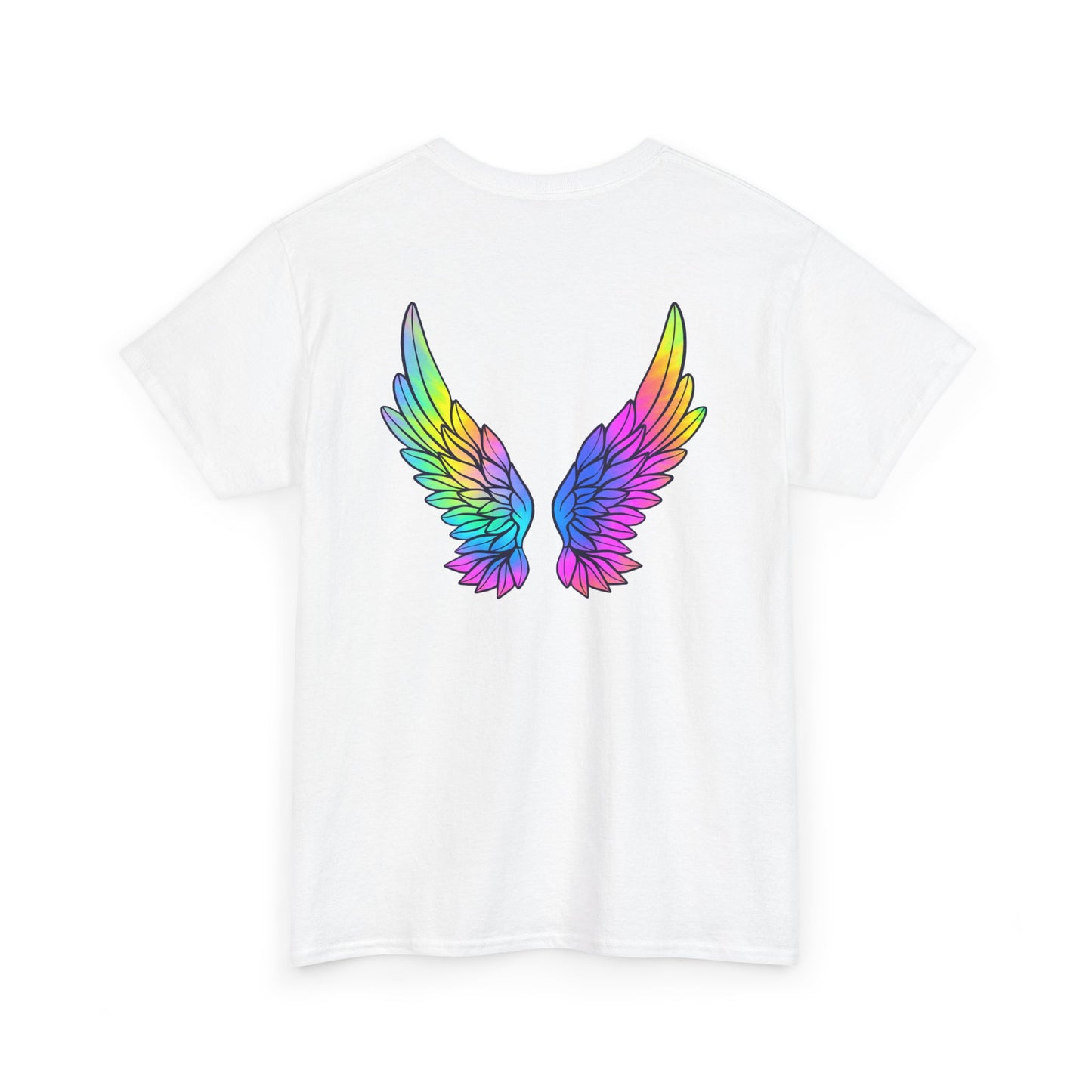 Rainbow Heart & Wings Unisex Cotton Tee, LGBTQ+ Pride Shirt, Summer Casual Wear, Gift for Friends, Colorful Festival Apparel