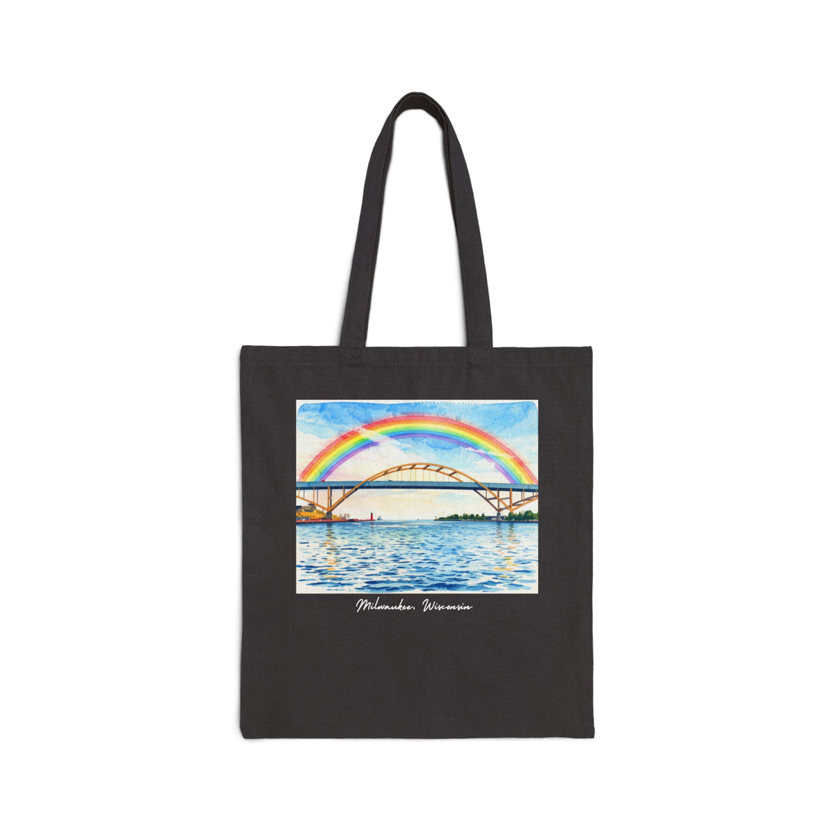 Milwaukee Hoan Bridge Rainbow Canvas Tote Bag