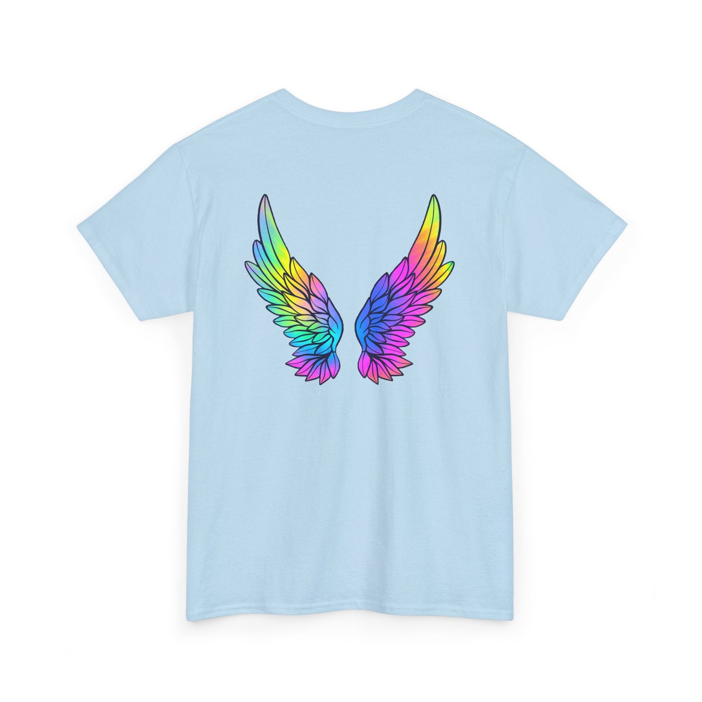 Rainbow Heart & Wings Unisex Cotton Tee, LGBTQ+ Pride Shirt, Summer Casual Wear, Gift for Friends, Colorful Festival Apparel