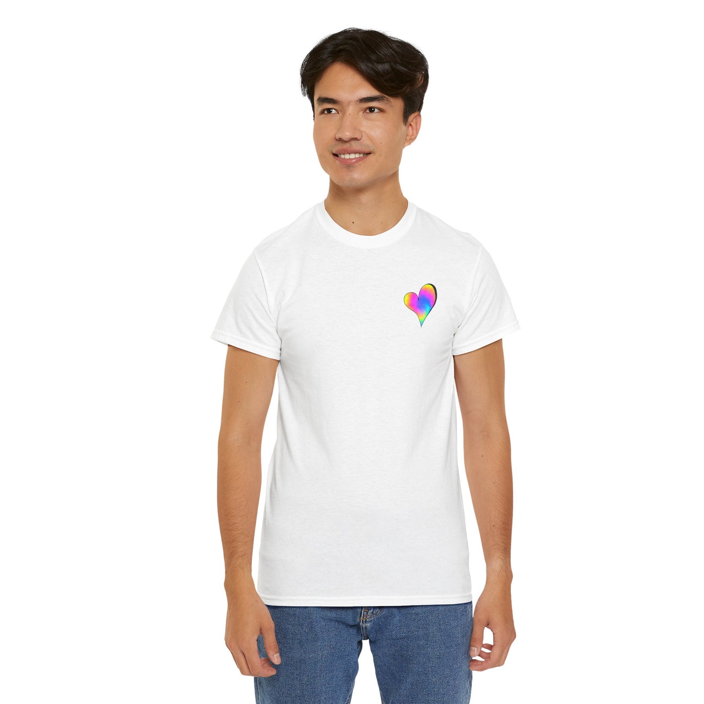 Rainbow Heart & Wings Unisex Cotton Tee, LGBTQ+ Pride Shirt, Summer Casual Wear, Gift for Friends, Colorful Festival Apparel
