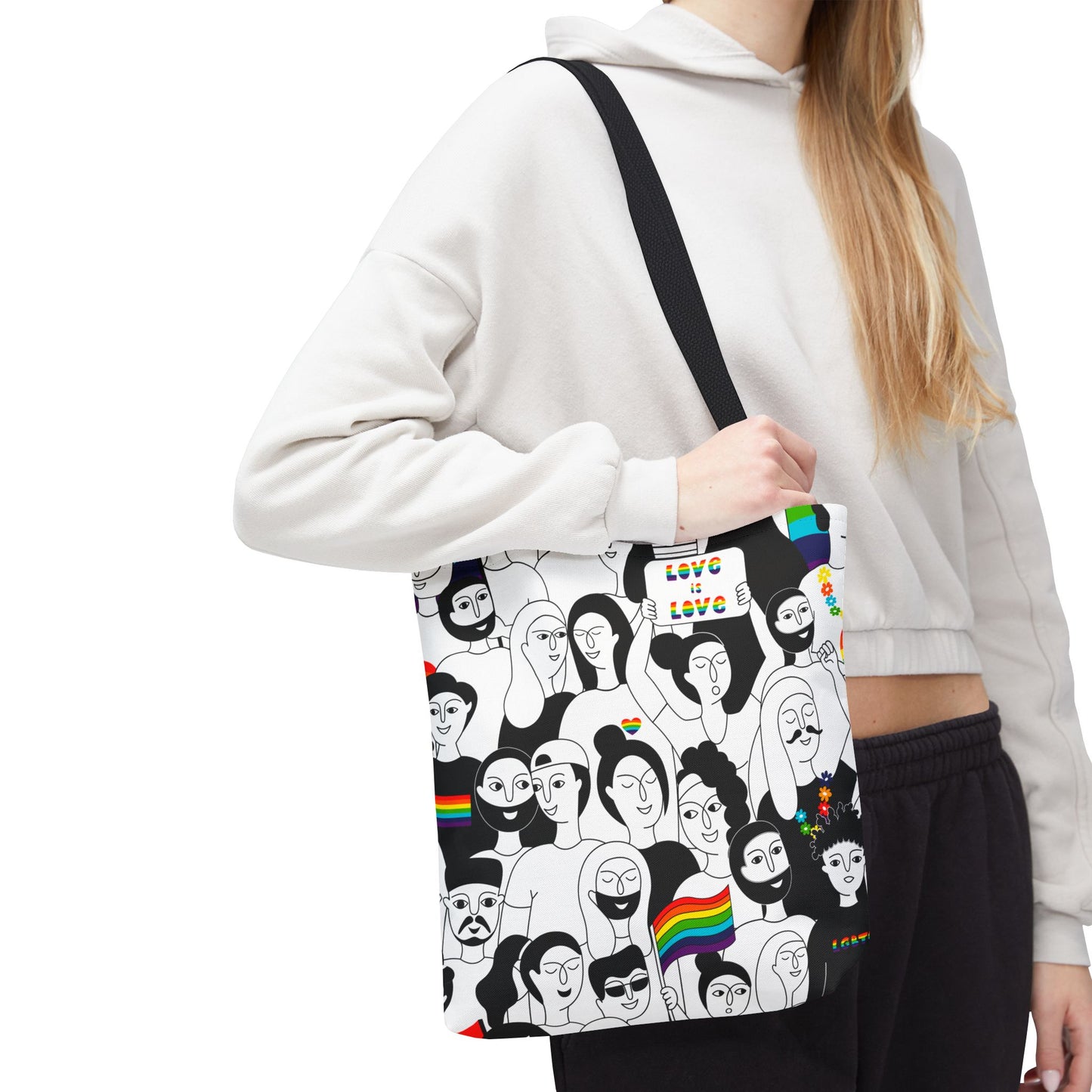 Pride Love Tote Bag - Eco-Friendly, Reusable, Art-Inspired, LGBTQ+ Community, Everyday Carry, Gift for Pride Month