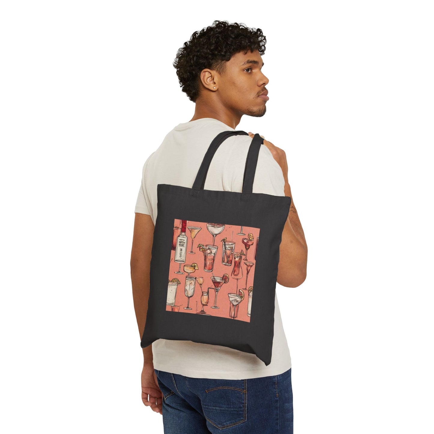 "Happy Hour" Cotton Canvas Tote Bag