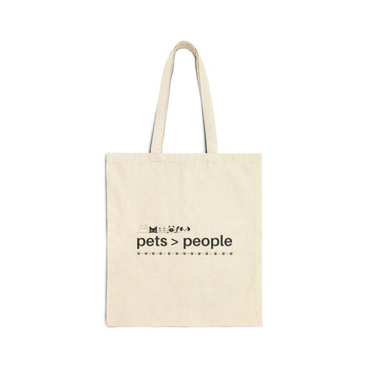 Pets > People Cotton Canvas Tote Bag, Eco-Friendly Shopping Bag, Pet Lover Gift, Sustainable Tote, Everyday Carryall