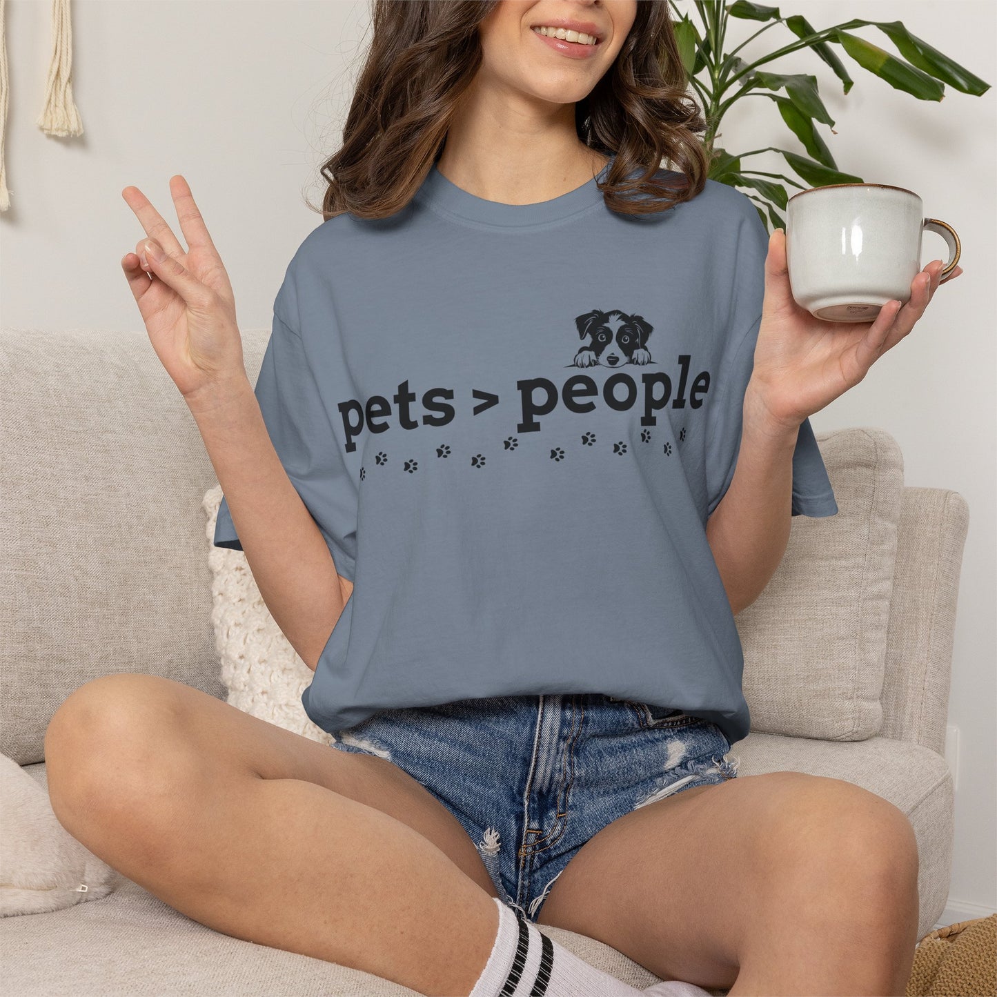 Pets > People T-Shirt (Dog Edition) — Cute Paw Print Dog Lover Tee