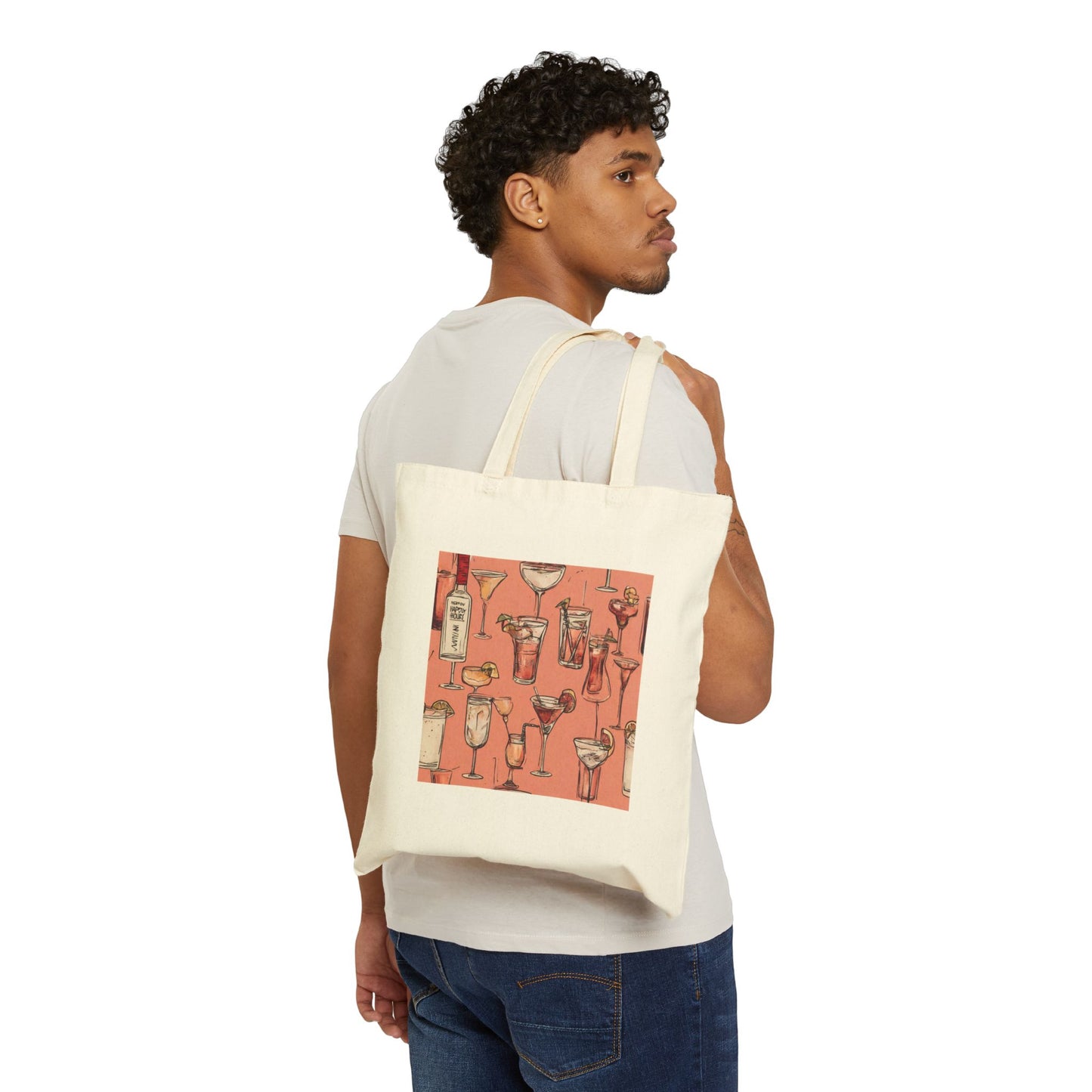 "Happy Hour" Cotton Canvas Tote Bag