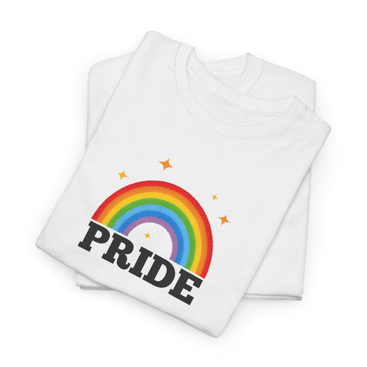 Pride Rainbow Unisex Heavy Cotton Tee, LGBTQ+ Apparel, Festival Shirt, Support Equality, Pride Month Celebration