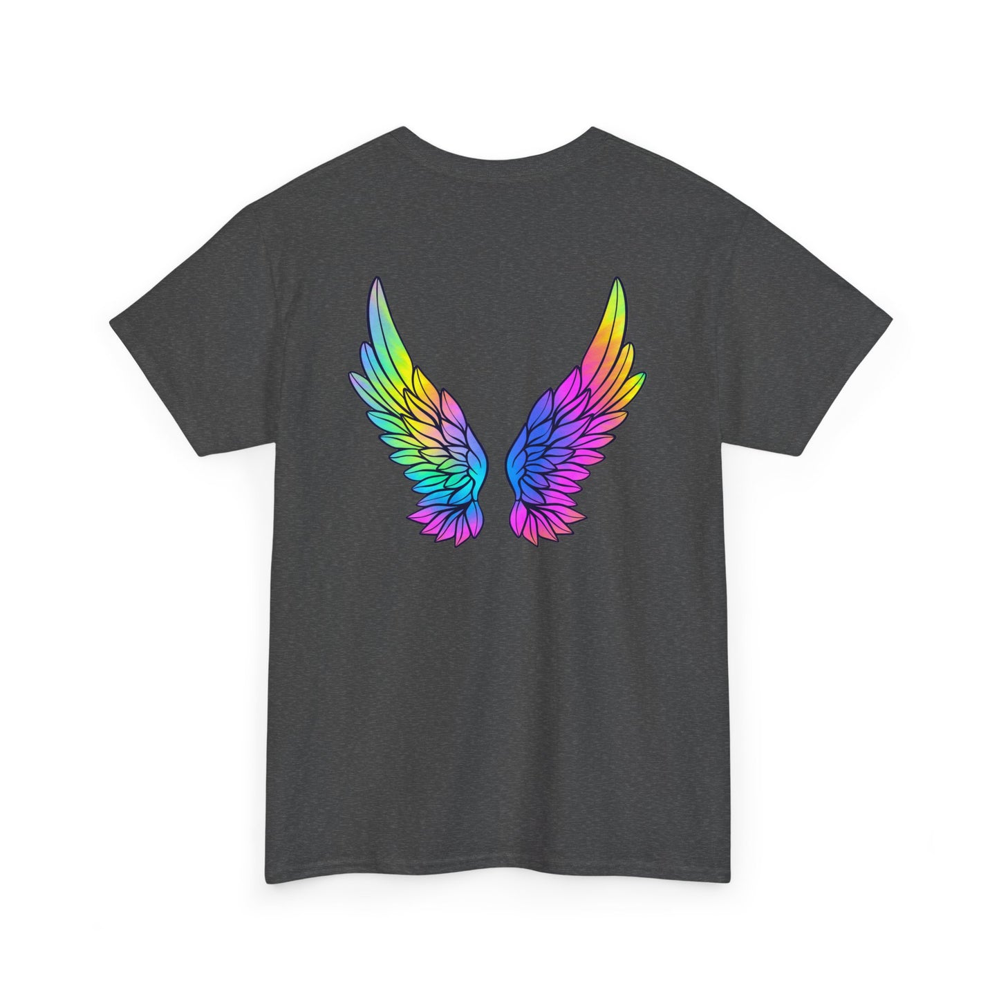Rainbow Heart & Wings Unisex Cotton Tee, LGBTQ+ Pride Shirt, Summer Casual Wear, Gift for Friends, Colorful Festival Apparel