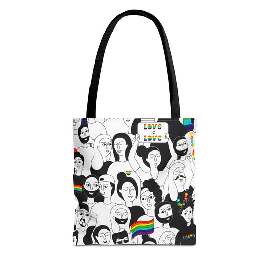 Pride Love Tote Bag - Eco-Friendly, Reusable, Art-Inspired, LGBTQ+ Community, Everyday Carry, Gift for Pride Month
