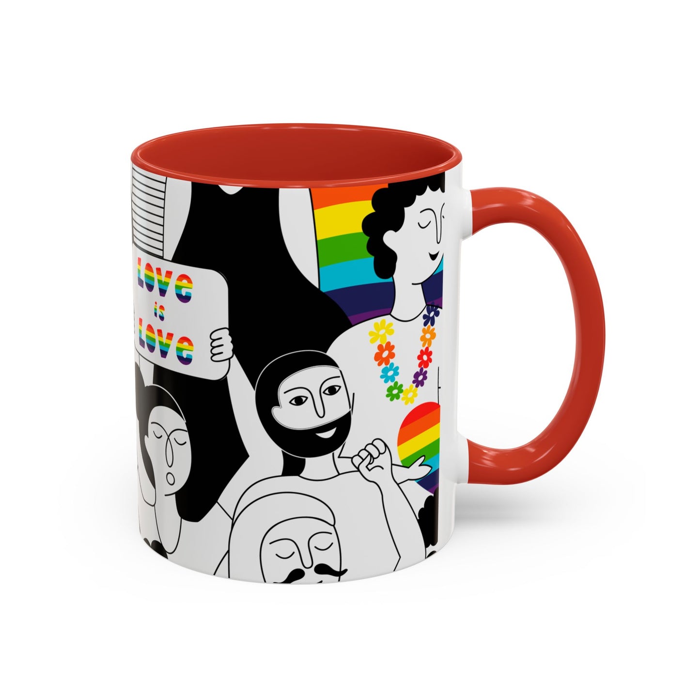 Pride Accent Coffee Mug, Love is Love Mug, LGBTQ+ Gift, Rainbow Mug, Support Equality, Celebration of Love