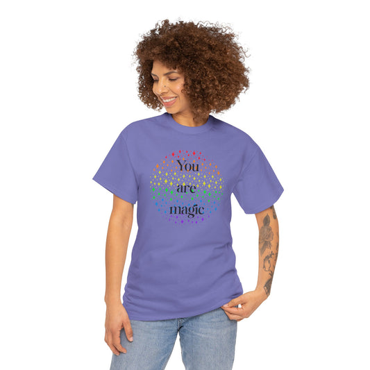 You Are Magic Unisex Tee, Inspirational T-Shirt, Rainbow Graphic Cotton Tee, Gift for Friends, Positive Affirmation Apparel